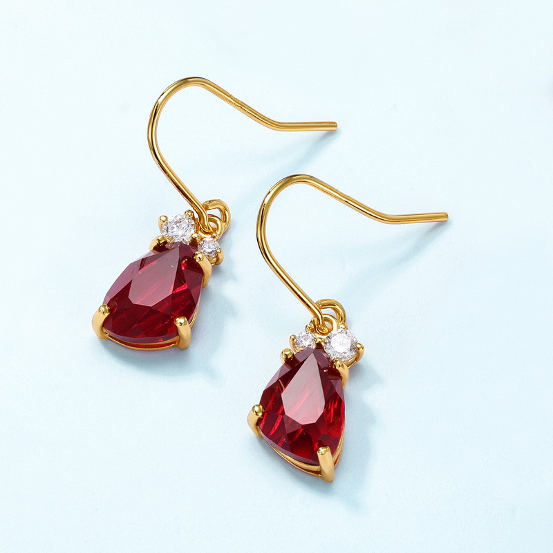 Recolección de calor transfronteriza, lujo ligero, lujo atmosférico, gancho de oreja de circonio de color caramelo S925, pendientes de cristal sintético con incrustaciones de plata, personalización simple y de moda