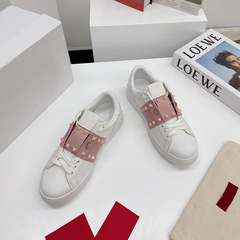 Vera Wang Rivet White Shoes 2024 Spring New Fashion Classic Round Head Laced Couple Casual Sports Shoes