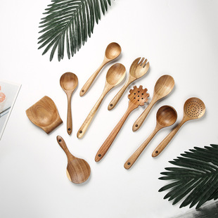 Wooden spatula spoon big leaf Acacia wooden spatula cooking soup spoon cooking non-stick spatula wooden spoon household kitchen supplies wholesale