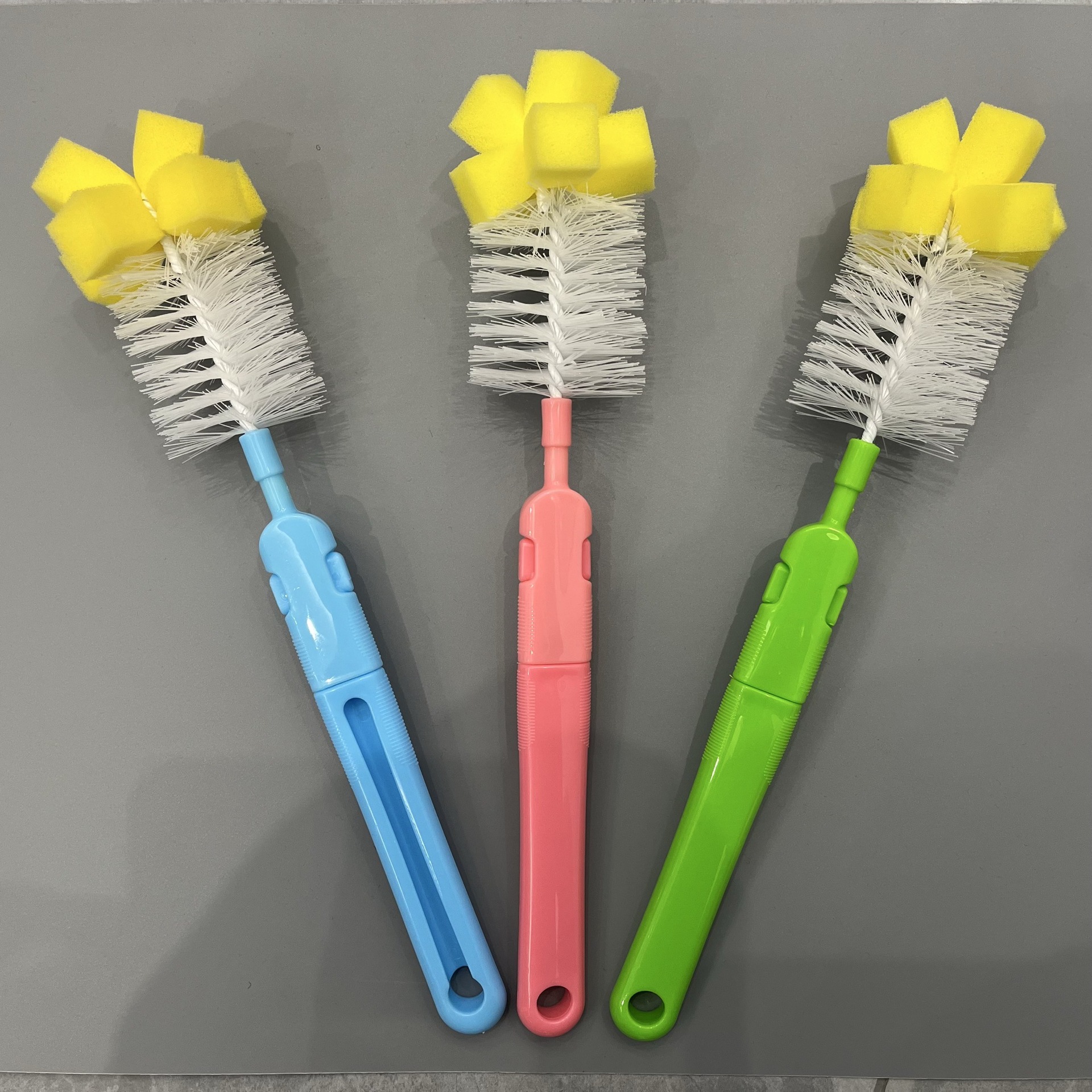 Venta directa de fábrica de cepillo para biberones, cepillo para limpiar biberones, cepillo plegable para vasos, cepillo para vasos con mango largo extraíble