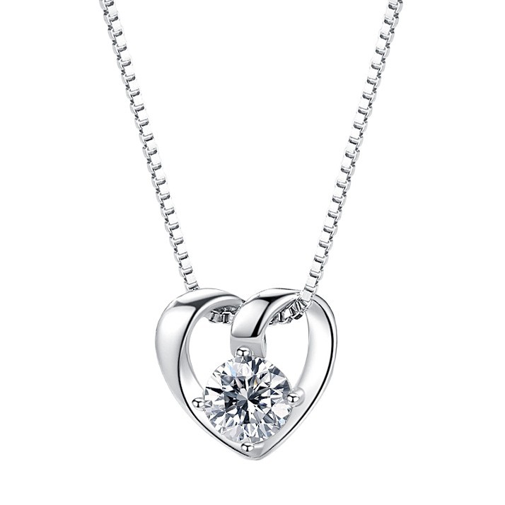 Collar de plata esterlina en forma de corazón para mujer S925 estilo coreano Cadena de clavícula incrustada en forma de diamante estilo coreano Corazón de melocotón creativo estilo japonés y coreano Nuevo