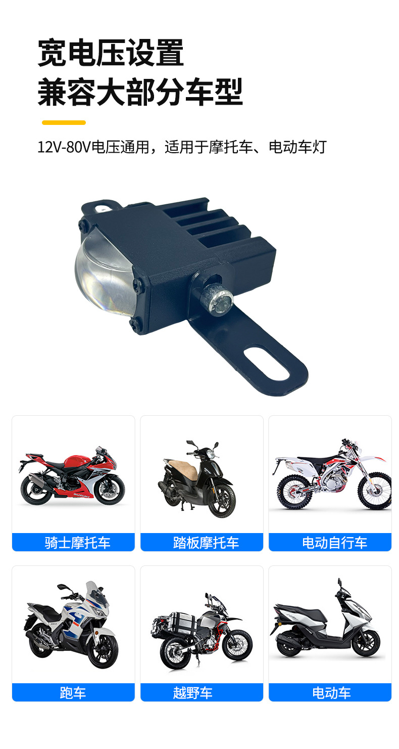 Motorcycle Spotlight High Power Mesh Grill Light Single Eye LED Headlight