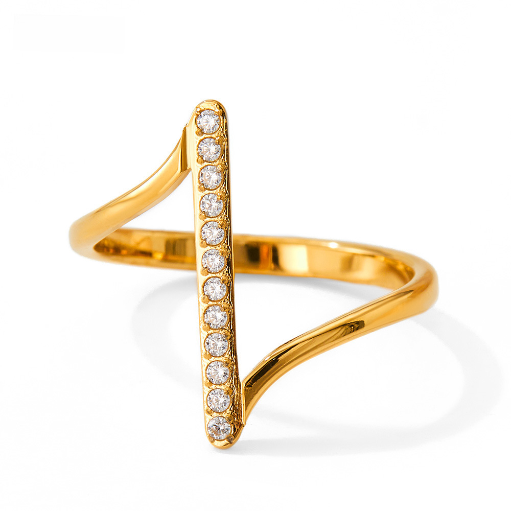 Wave Word Index Finger Ring With Micro Zircon In Stainless Steel_voghion.com