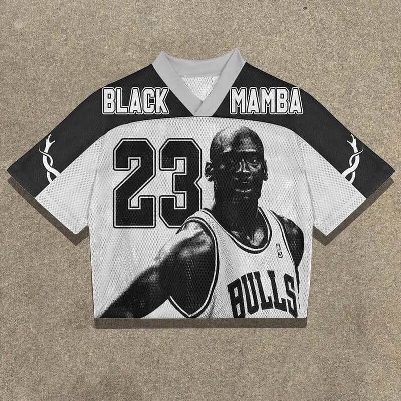 American Jersey Y2K Clothing for Men and Women Harajuku Hip-Hop Graphic Oversized T-Shirt Baseball Jersey V-Neck Short-Sleeved Top