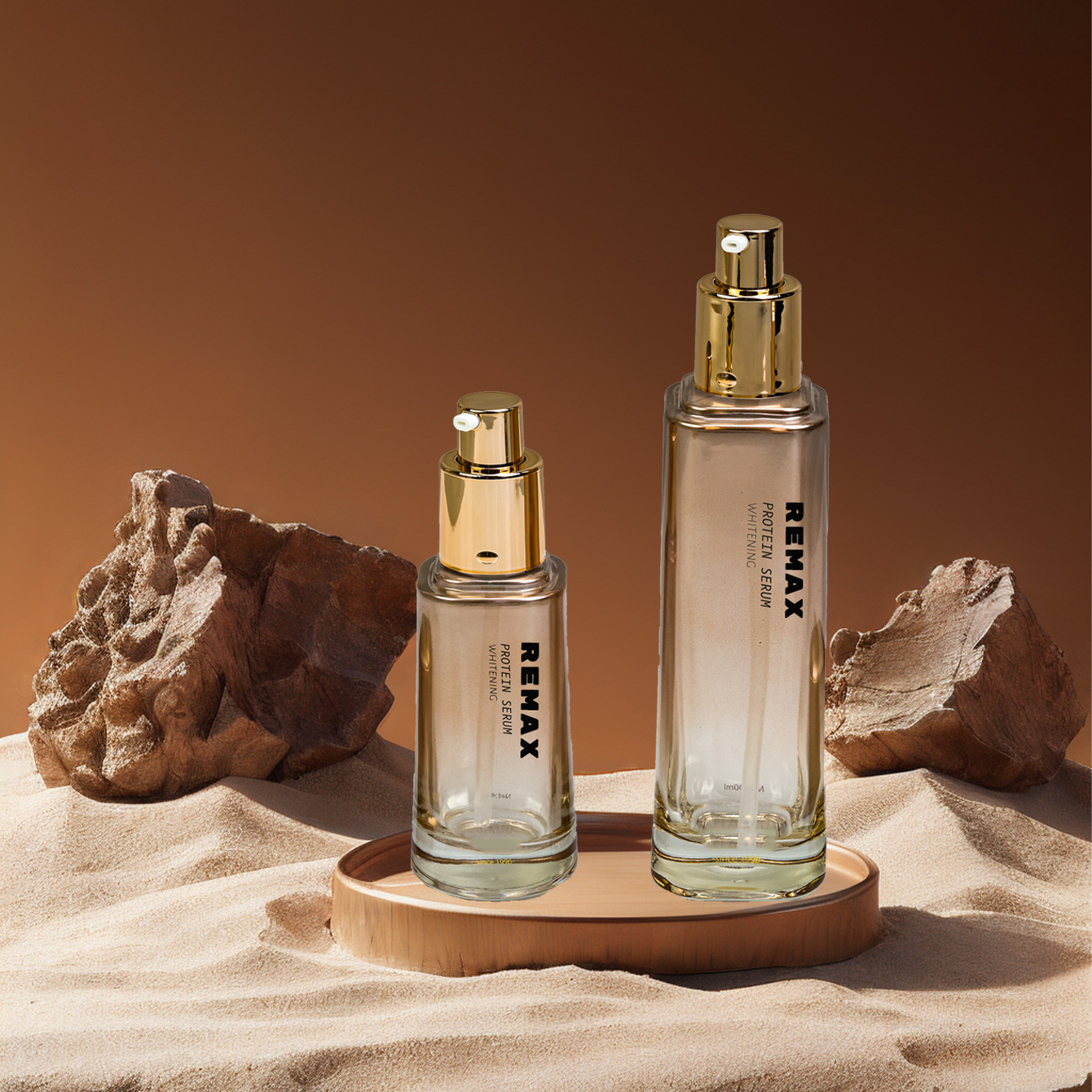 工厂批发 40ml 50ml 100ml棕色渐变玻璃瓶面霜罐乳液瓶套装分装瓶