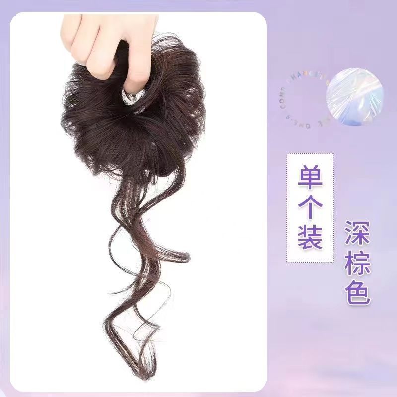 Nuevo estilo cabeza de bola estilo occidental simulación pelo banda mullido perezoso viento fantasma caballo chica natural invisible doble bola cabeza
