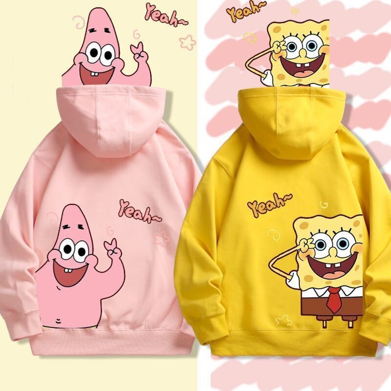 Spongebob Squarepants Joint Printed Couple's Best Friend Hooded Wear Autumn and Winter Trendy Brand Long Sleeve Clothes for Men and Women 12