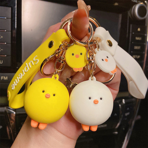 Cute Little Chicken Keychain Creative Bag Hook Car Keychain Cartoon Figure Student Small Gift Wholesale