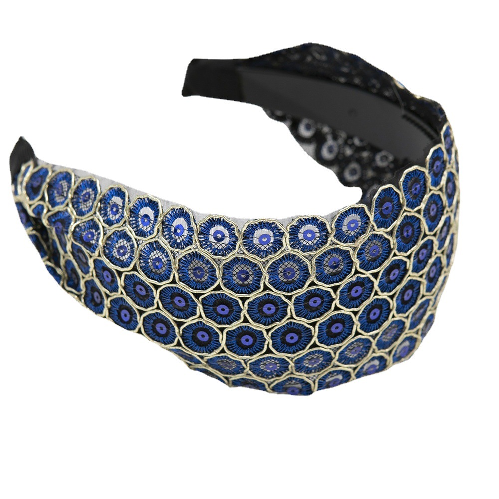 Elegante hilo de oro con lentejuelas diadema borde ancho diadema cabello presionando simple Corea del Sur pelo blanco que cubre el cabello tocado viaje Internet celebridad accesorios para el cabello roto