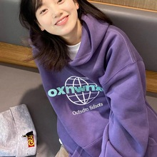 连帽卫衣女装印花带帽上衣服帽衫森女潮甜美清新小众特色外搭嘻哈