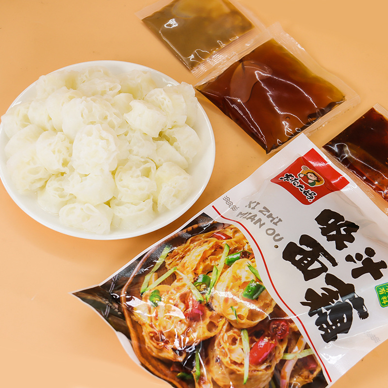 Instant Noodle with Juice-Filled Lotus Root Rings, Dried Tofu Skin, Hot Pot Ingredients, No Cooking Required, 150g, Ready-to-Cool Salad Dried Wraps