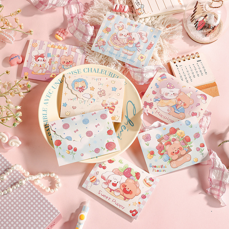 30% discount ins style cartoon greeting card creative cute card children's day gift wearing a flower shop baking gift card
