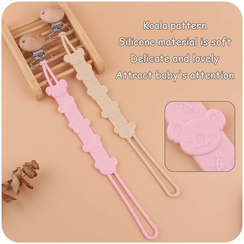 Nuevo bebé suministros de haya redonda de boca ancha clip de chupete calmante bebé kaola cadena de chupete de silicona cadena anti-caída