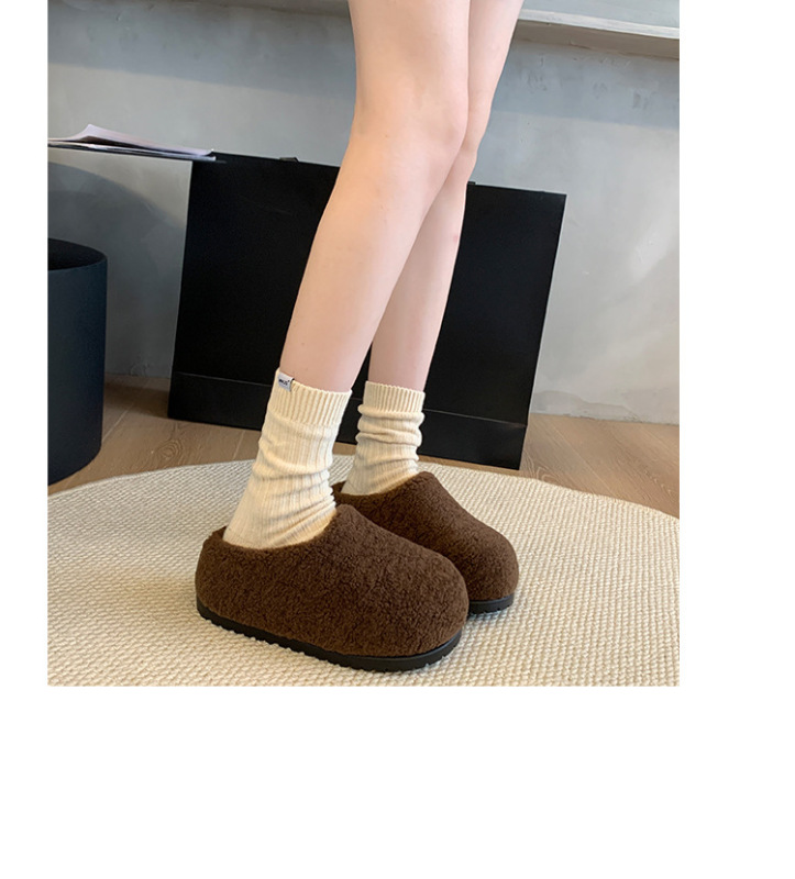 厚底外穿毛毛拖鞋女2025秋季新款增高羊羔毛勃肯棉拖鞋女|undefined