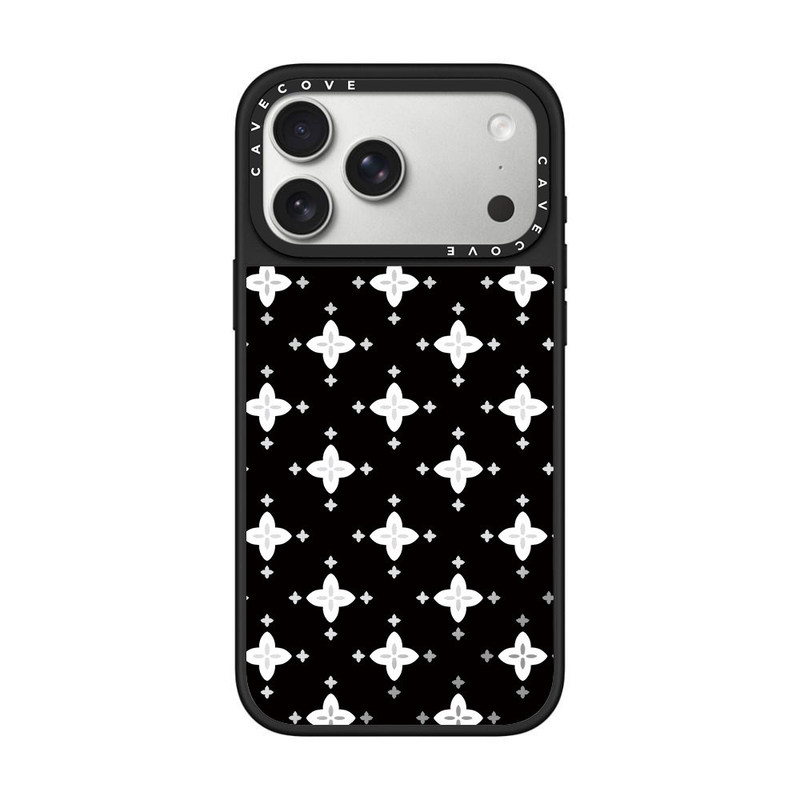 Luxury Black and White Cross Pattern Mirror MagSafe Magnetic Case for iPhone 17 Pro Max 16 Protection