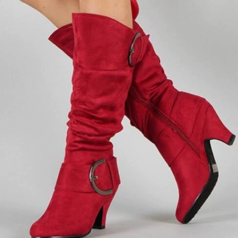 Фабрика ВЭД женские сапоги 40-44высокий каблук, теплые, большого размера, высокая труба Бо