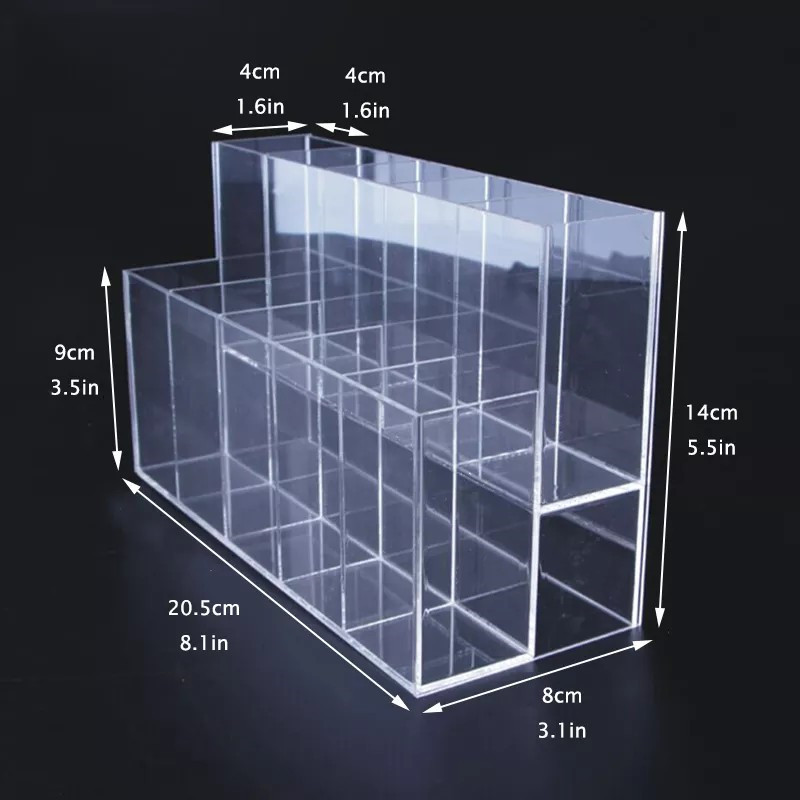 亚克力透明展示收纳架上下双层多格圆珠笔架化妆刷存储架厂家直销