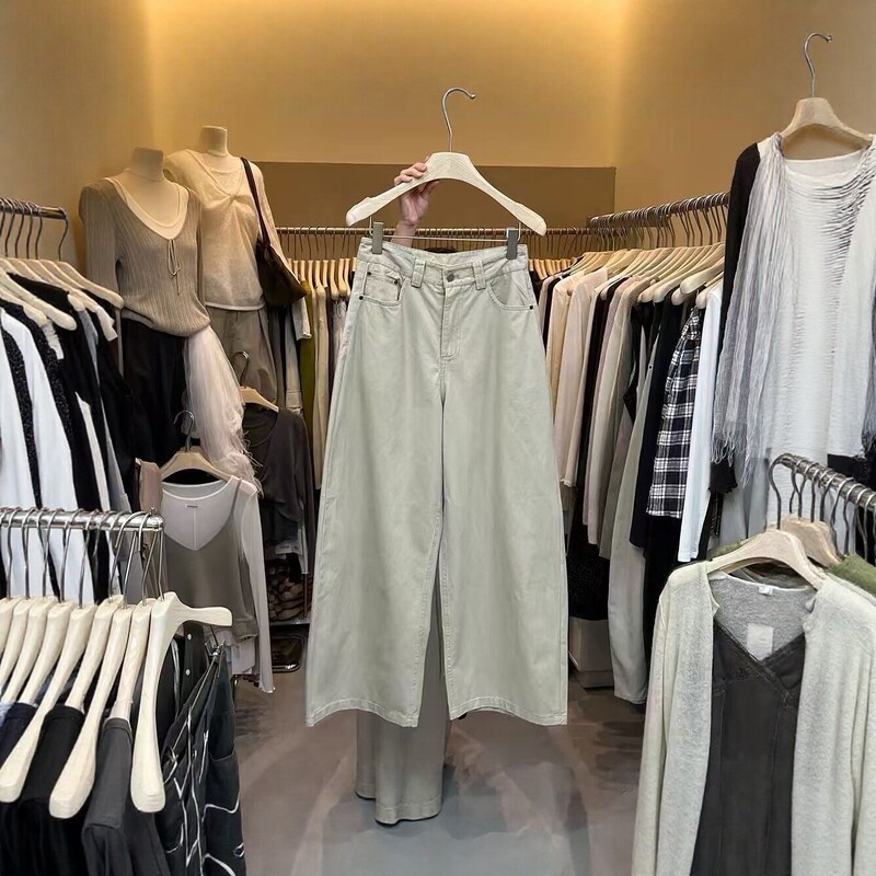 SUOMALA high-waisted, straight-leg, light-colored denim pants for women, a thin and loose-fitting summer style, versatile and casual wide-leg pants - B322 SUOMALA high-waisted, straight-leg, light-colored denim pants for women, a thin and loose-fitting summer style, versatile and casual wide-leg pants - B322