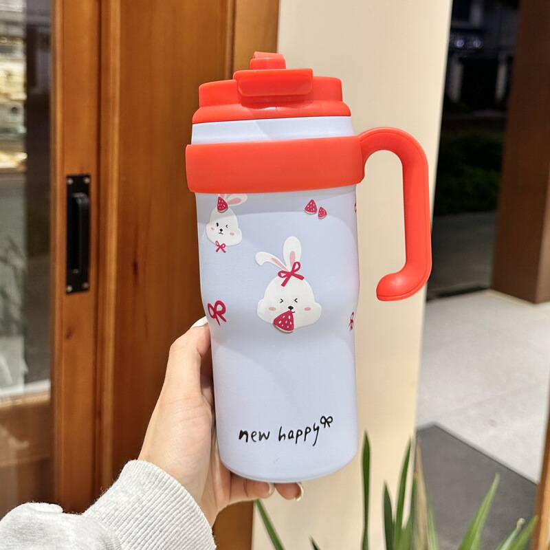 316 ステンレス鋼魔法瓶カップコーヒーカップ水カップストローカップ大容量アイスカップ女の子のための高価値女性カップ|undefined