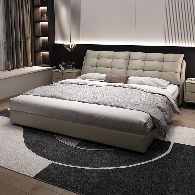 Light Luxury Italian Leather Bed Double 1.8X 2m Master Bedroom King Bed 1.5m Multifunctional Storage Air Pressure Structure Bed