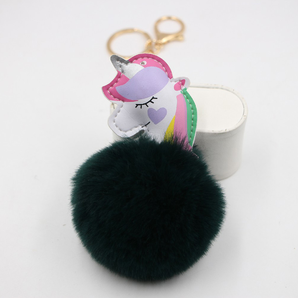 Cute Style Colorful Unicorn Fur Ball Pendant Magic Color Bag Pendant Keychain display picture 2