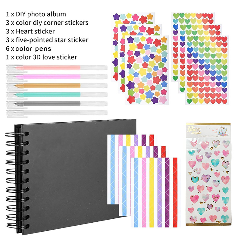 Cross-Border Popular Handmade Adhesive Black Card DIY Photo Album Creative Graffiti Collection A5 Commemorative Album Scrapbook