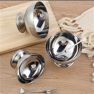 Stainless Steel Short Feet Ice Cream Cup Fork Stainless Steel Cup Household Meal Multifunctional Hotel suit Put One Heart Hairpin