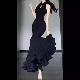 Slim-fit Sleepless Skirt New Chinese-style Buckle Cheongsam Dress Women's Summer Fishtail Design Slim-fit Fishtail Hip Dress