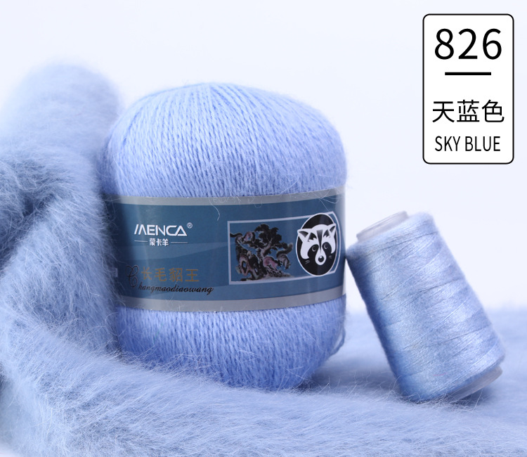 Hilo de lana de visón de lana larga Monopolio de la marca MENCA Hilo de lana de conejo de Angora Hilo de punto hecho a mano de 2 hilos