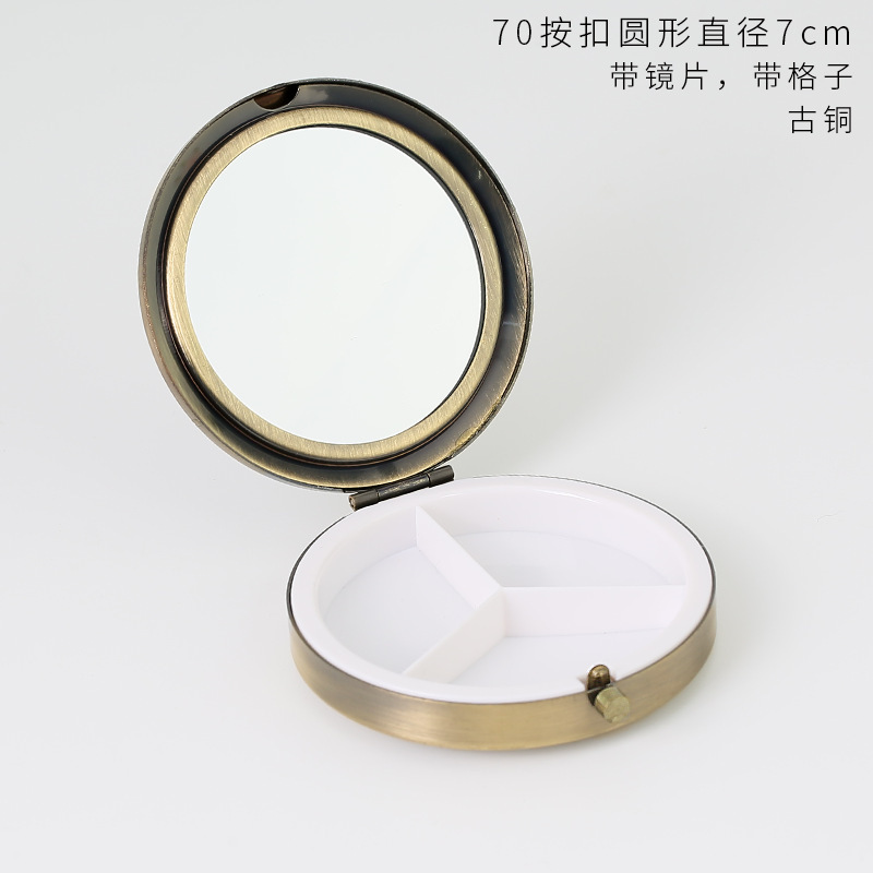 丸い三格の金属の薬の箱の小さい鏡の多格のハート型の四角形は携帯して簡単な錠剤の箱の創意のキャンディーを持ちます。|undefined