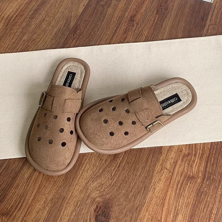 Биркеншток обувь для женщин, летняя верхняя одежда, одноножковый Crocs, Баотоу полурасправка, новые 2025 хлопок и лен сандалии, плоская подошва ленивые тапочки