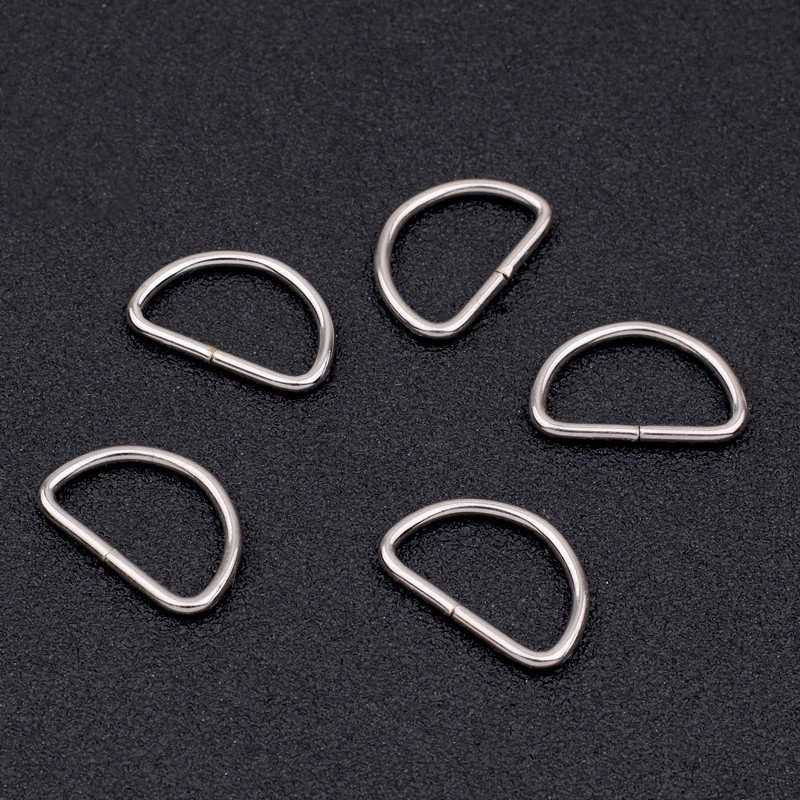 工厂现货供应织带金属D扣铁镀镍半圆铁环箱包户外优质五金配件