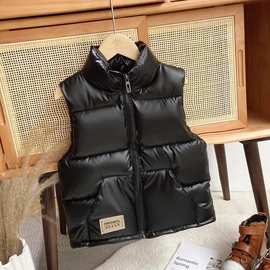 新款儿童羽绒棉马甲男女童坎肩宝宝亮面加厚免洗保暖中大童外套冬