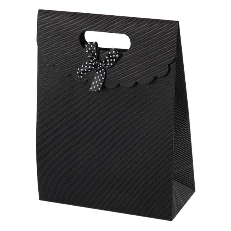 Bolsa de regalo con lazo multicolor, bolsa de mano de polipropileno con tapa abatible, bolsa de regalo con diseño hexagonal tipo ramo.