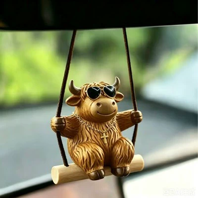 Cross-Border Highland Cow Flower Other Automotive Interior Supplies - swing-highland-cow-yellow-rich-model