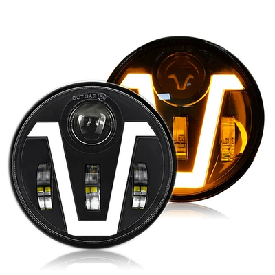 Harley Wrangler Headlight Off-Road: Motorcycle headlights, headlights - 575inch-round-v-shaped-wrangler