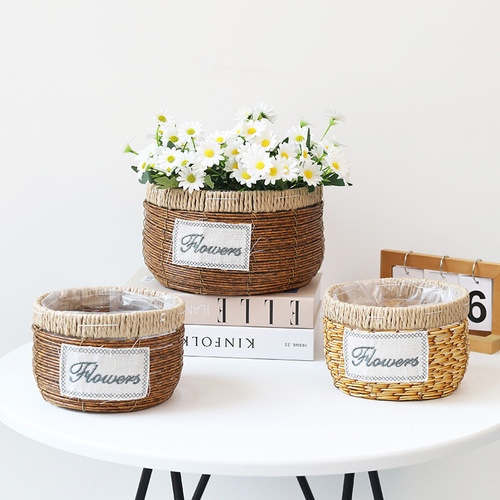 Imitation rattan flower pots, bamboo flower baskets, pothos living room storage baskets, flower shop flowers and green plants, gardening flower arrangement baskets, set pots