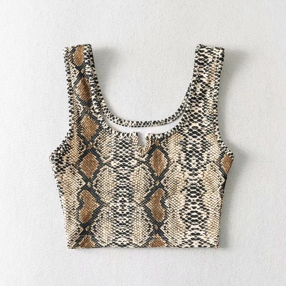 V-neck printed sling new snake print vest  NSHS37637