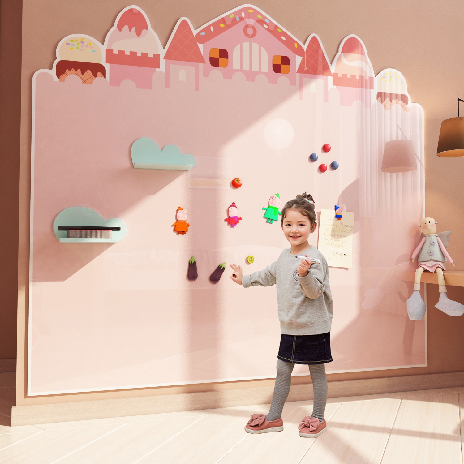 儿童书磁性贴区公主黑板白布置互动卧室墙面装饰玩具房间女孩涂鸦