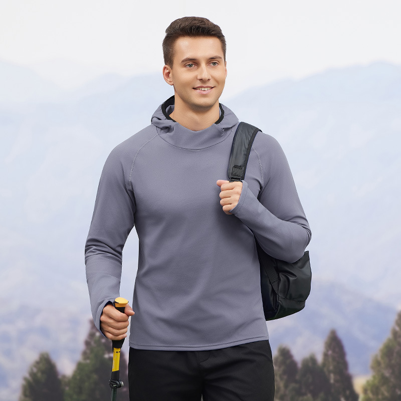 Ropa deportiva de otoño e invierno ropa deportiva de ocio al aire libre hombres con blusas de terciopelo para correr Fitness chaqueta deportiva de manga larga con capucha