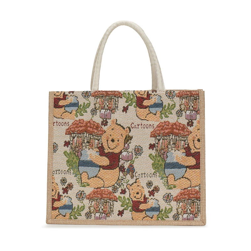 Повседневная сумка-тоут, сумка через плечо, женская холщовая сумка с мультяшным принтом для города, прямые поставки с фабрики, материал хлопок и лён, сумка-кроссбоди