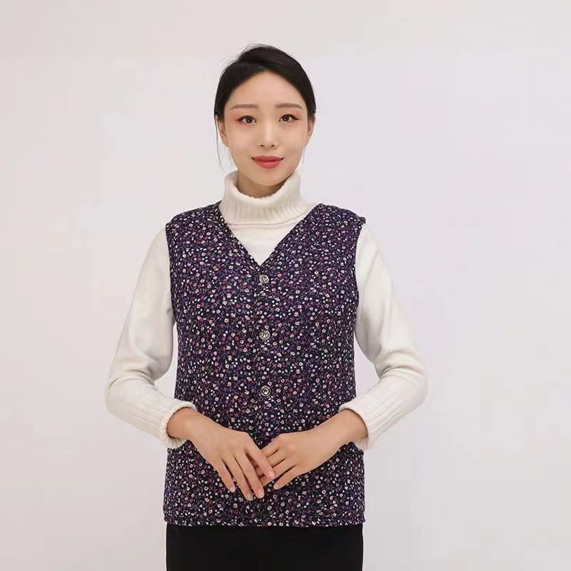 小砕花馬甲秋冬の中高年は綿の服を着ています。|undefined