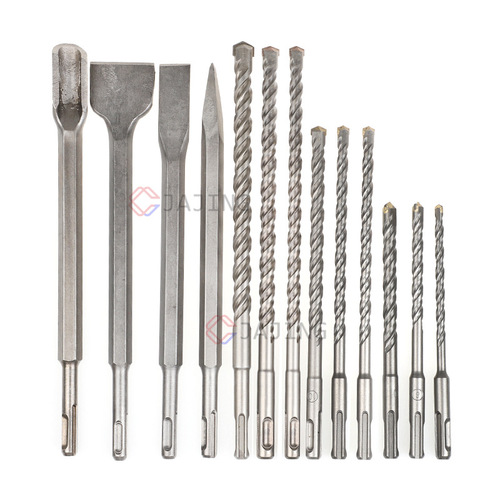 Electric hammer drill bit chisel set concrete drilling cement alloy electric pick round handle cross electric hammer drill bit plastic box