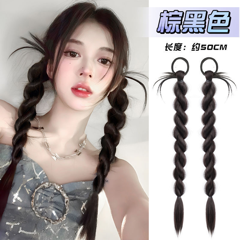 아이돌 인터넷 연예인 닭털 땋은 머리 - 브라운과 블랙 - 한쌍