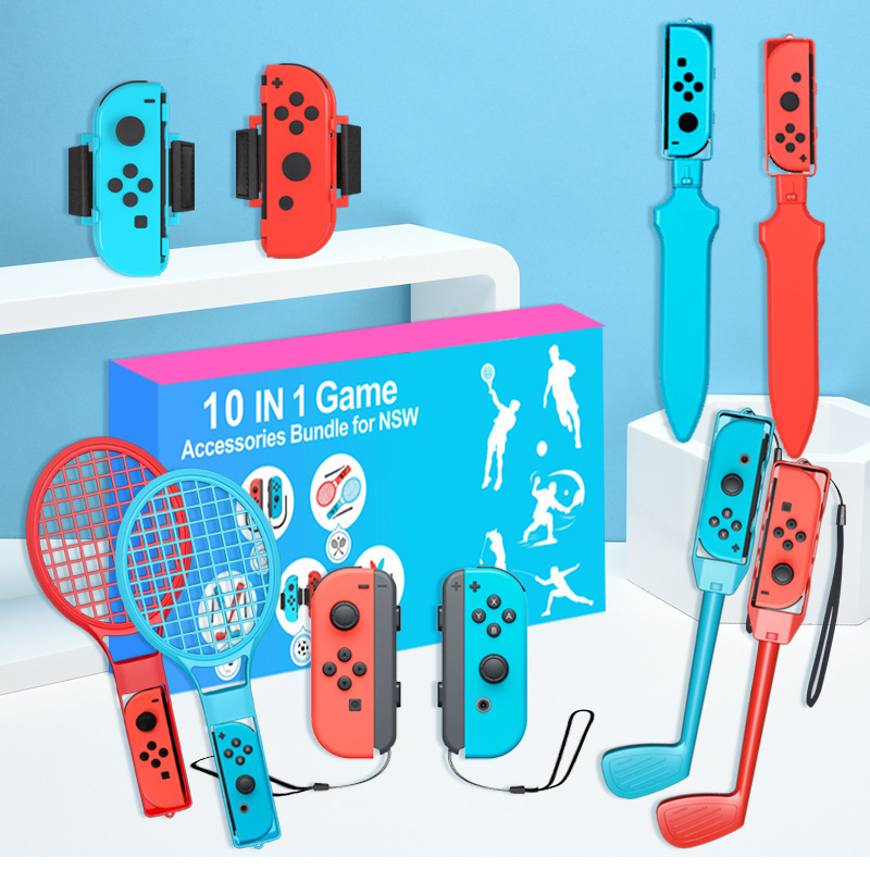 Switch accessories 10 in 1 somatosensory sports suit golf tennis racket fencing wrist rope leg strap