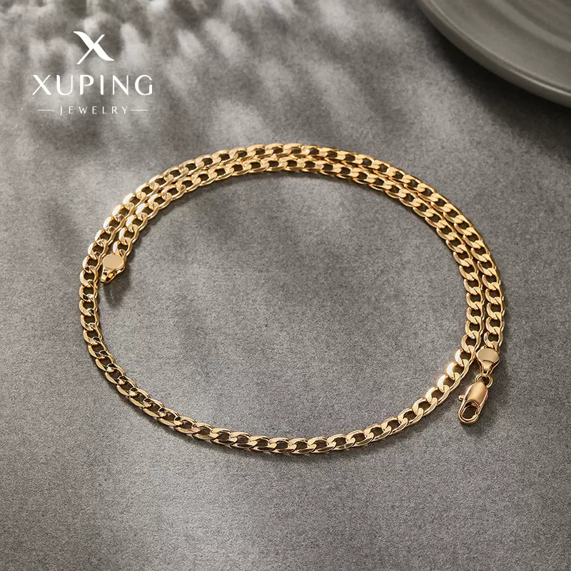 旭平首饰铜合金电镀跨境欧美风简约经典素链配链男女同款项链批发