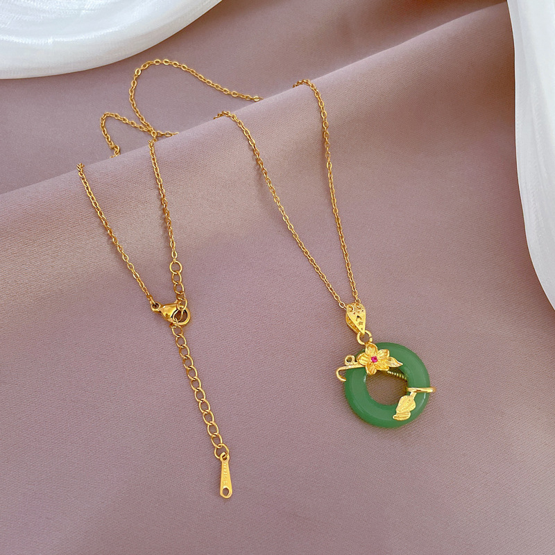 Blumen Jade Halskette Mit Mikrodiamant Perlen Für Damen_voghion.com