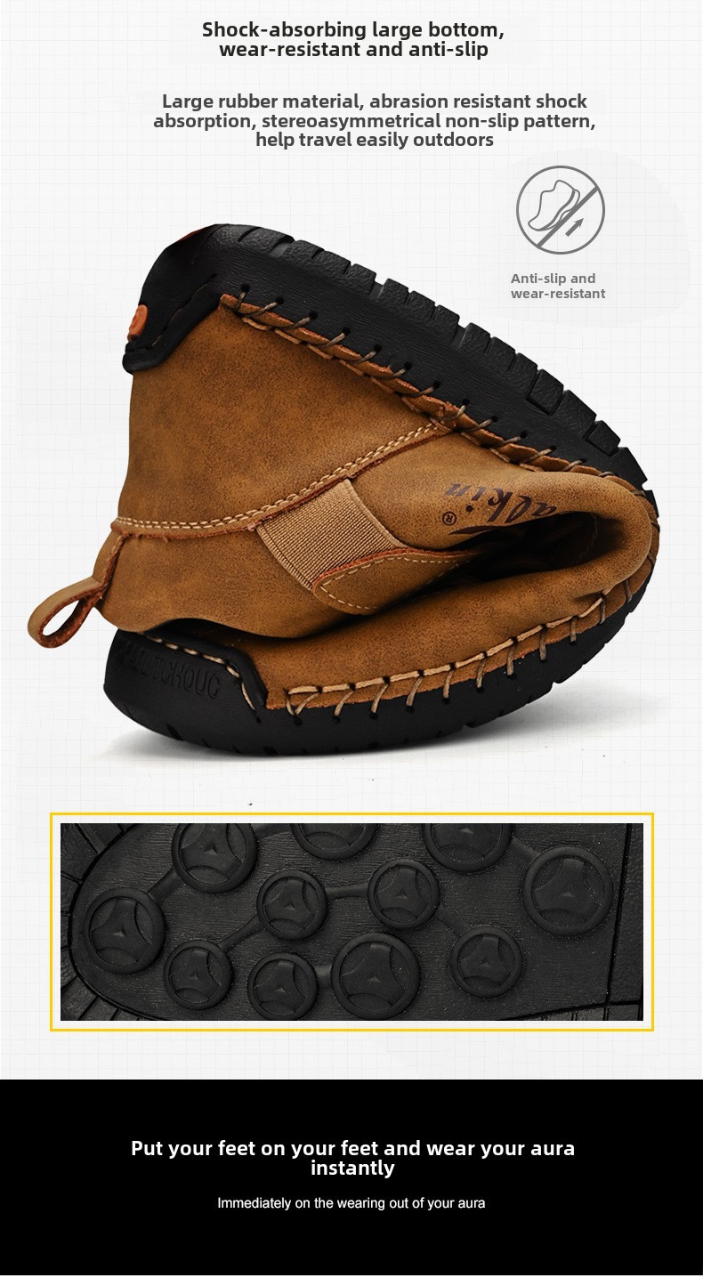 Casual Loafers For Men Handmade Leather Flat Slip-on Driving Shoes_voghion.com