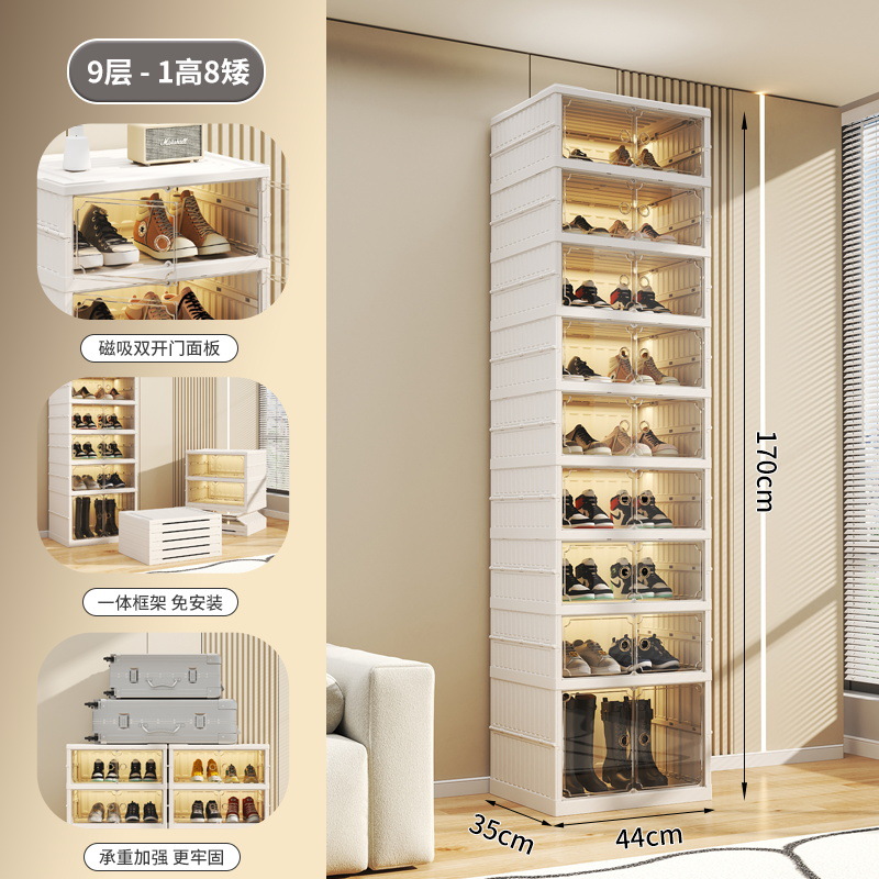 Zapatero de plástico para el hogar, zapatos, botas, caja de zapatos de almacenamiento, instalación gratuita grande, armario de almacenamiento de bocadillos, zapatero plegable