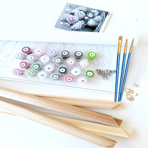 Cross-border coloring painting DIY digital oil painting flower landscape manual oil paint decorative painting with frame combination box thin frame